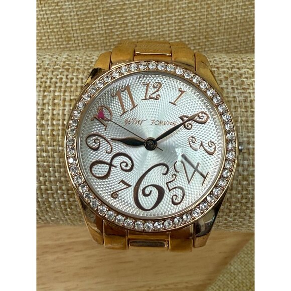 Betsey Johnson Womens Gold Watch With Crystal Bezel & Large Numbers NOT TESTED - Picture 9 of 9